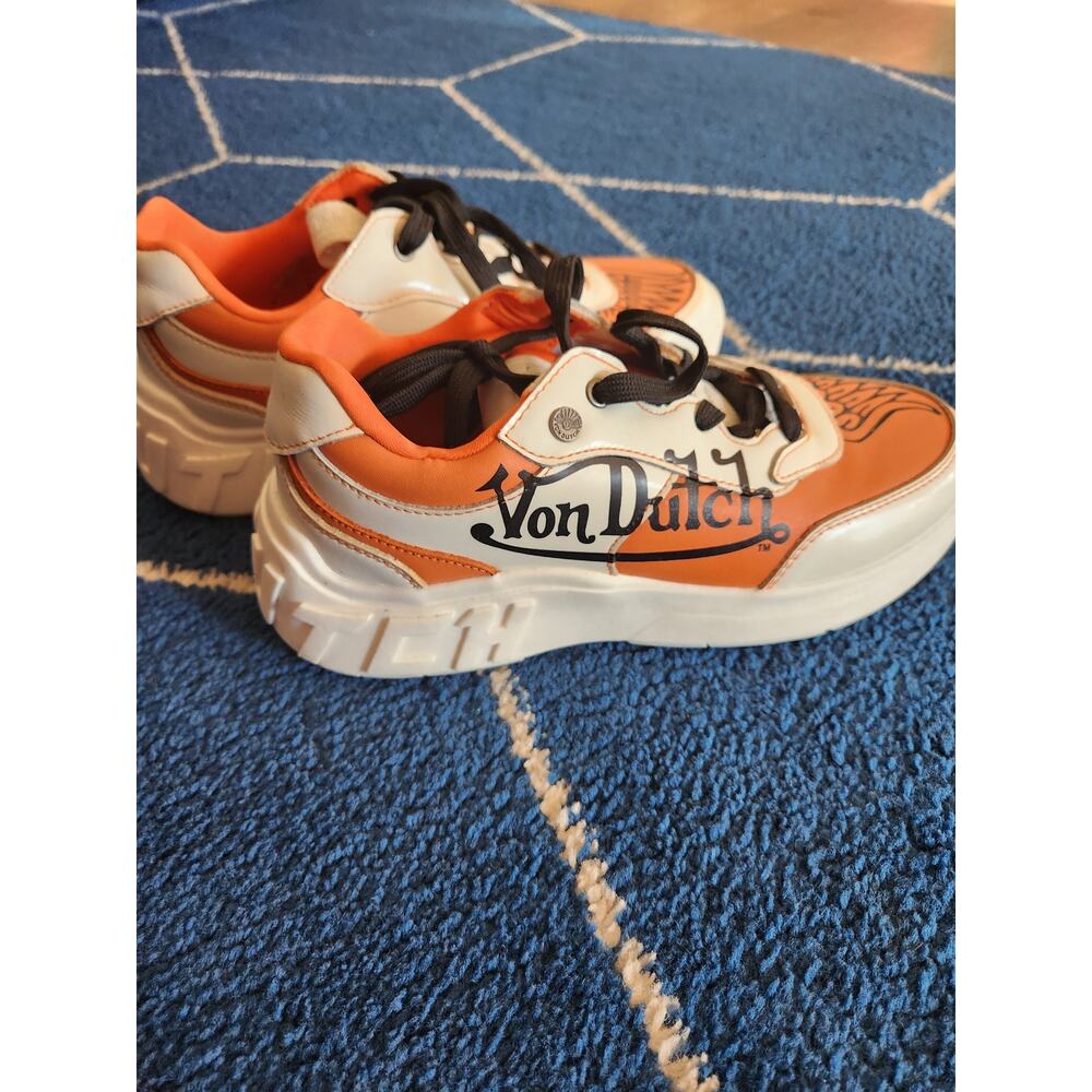 Von Dutch Women's Orange & White Eye Ball Sneakers sz 7.5